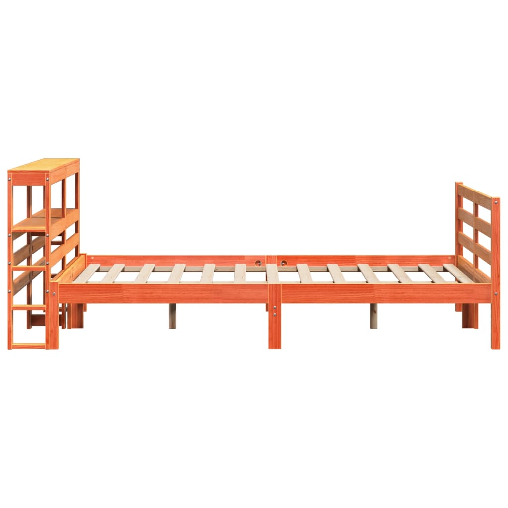 vidaXL Cama sin colchón madera maciza de pino marrón cera 120x200 cm