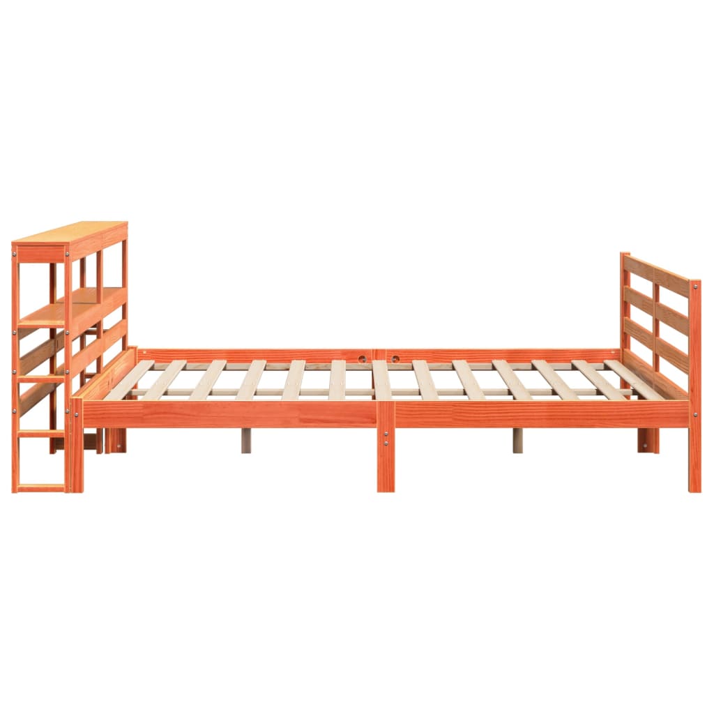 vidaXL Cama sin colchón madera maciza de pino marrón cera 200x200 cm