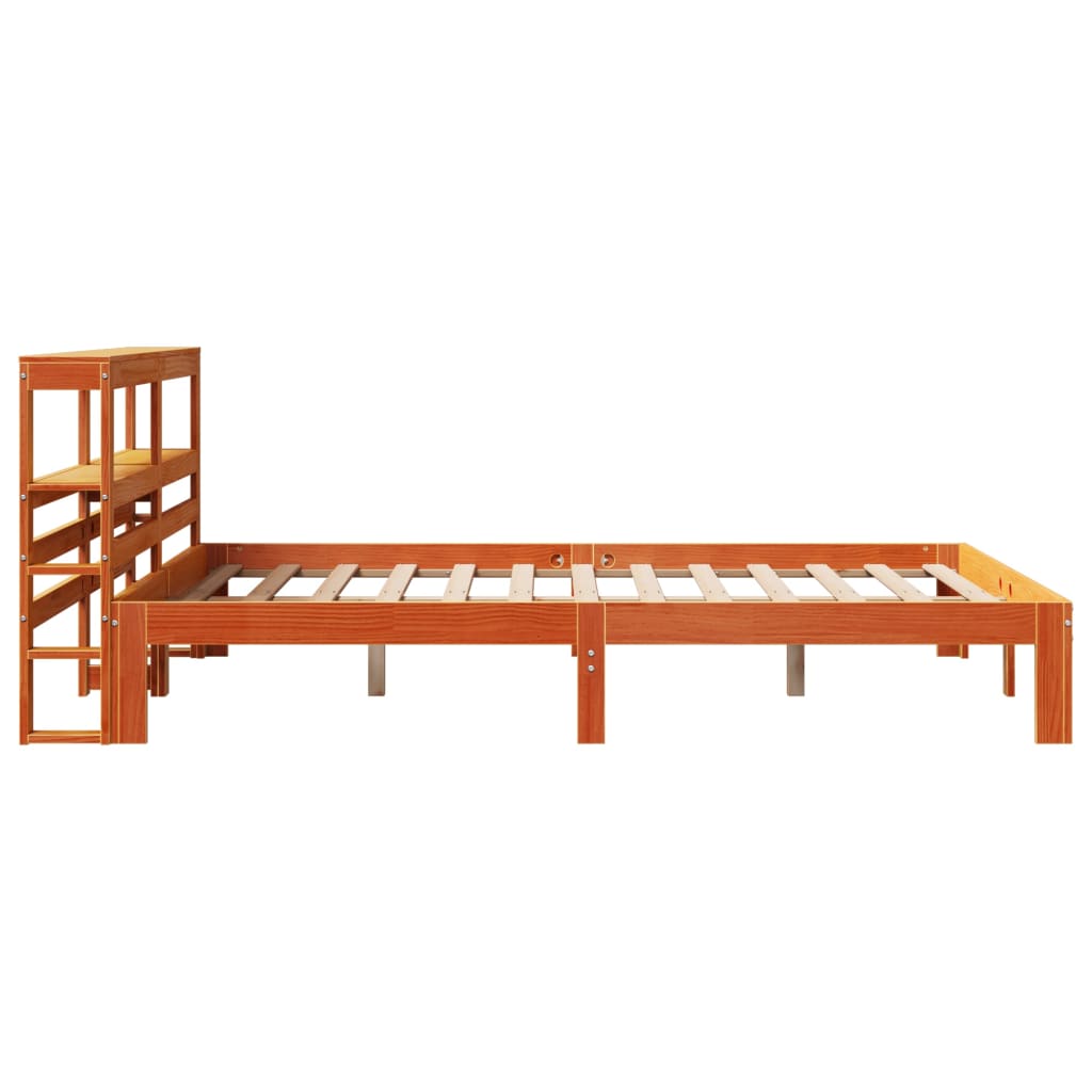 vidaXL Cama sin colchón madera maciza de pino marrón cera 140x190 cm