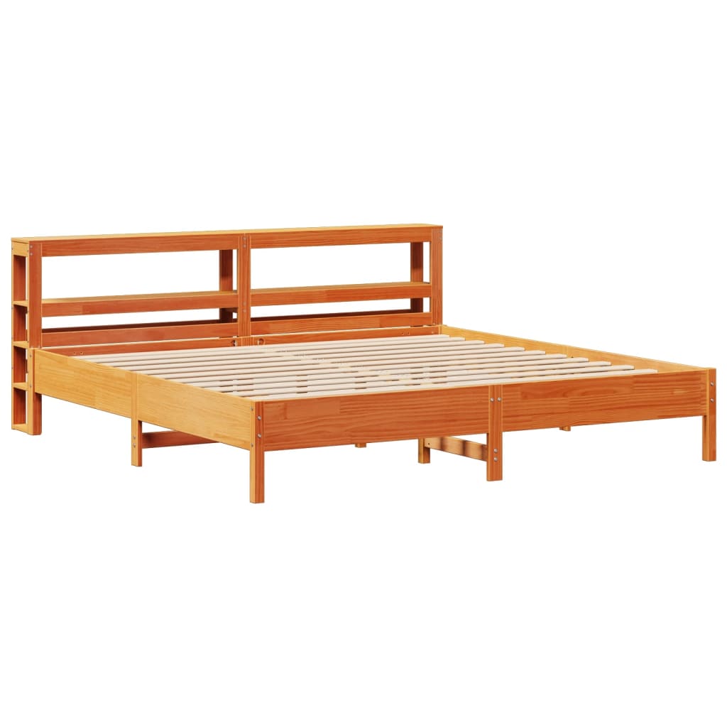 vidaXL Cama sin colchón madera maciza de pino marrón cera 180x200 cm