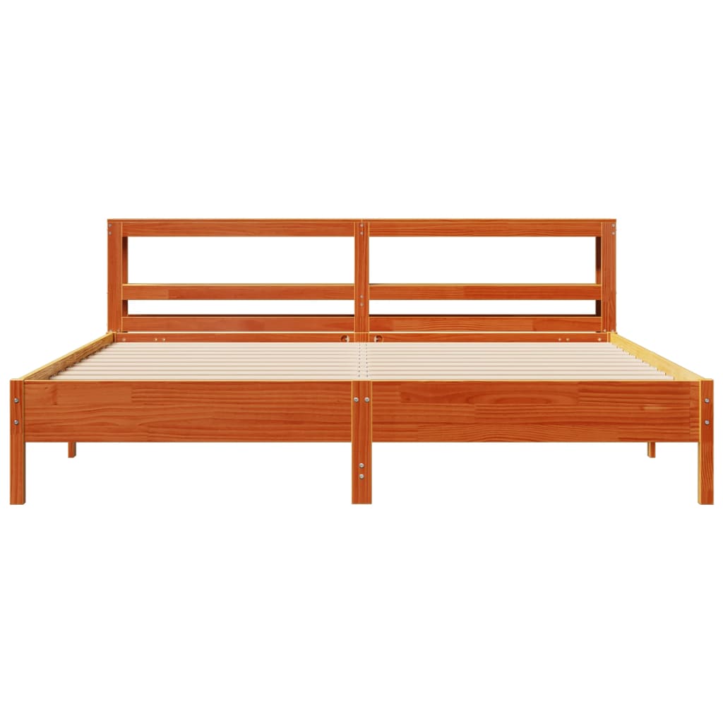 vidaXL Cama sin colchón madera maciza de pino marrón cera 180x200 cm