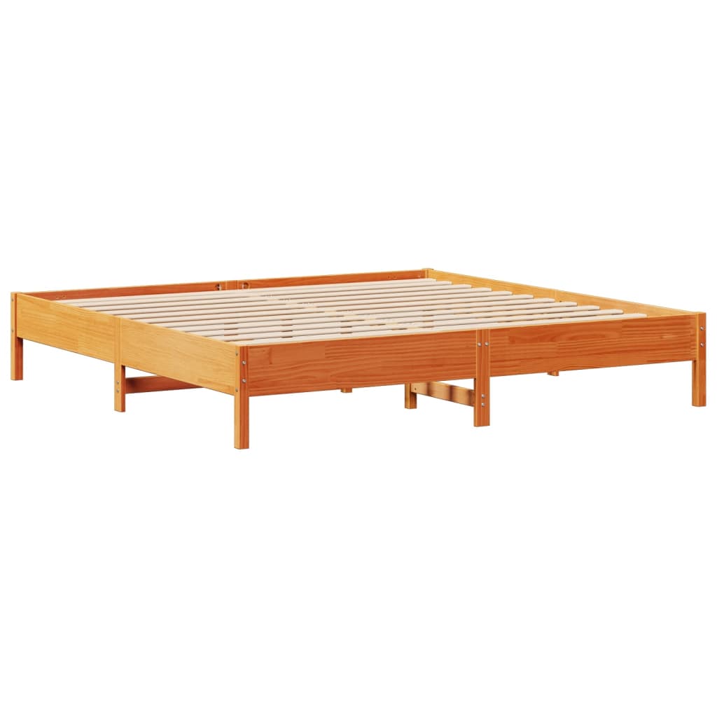 vidaXL Cama sin colchón madera maciza de pino marrón cera 180x200 cm