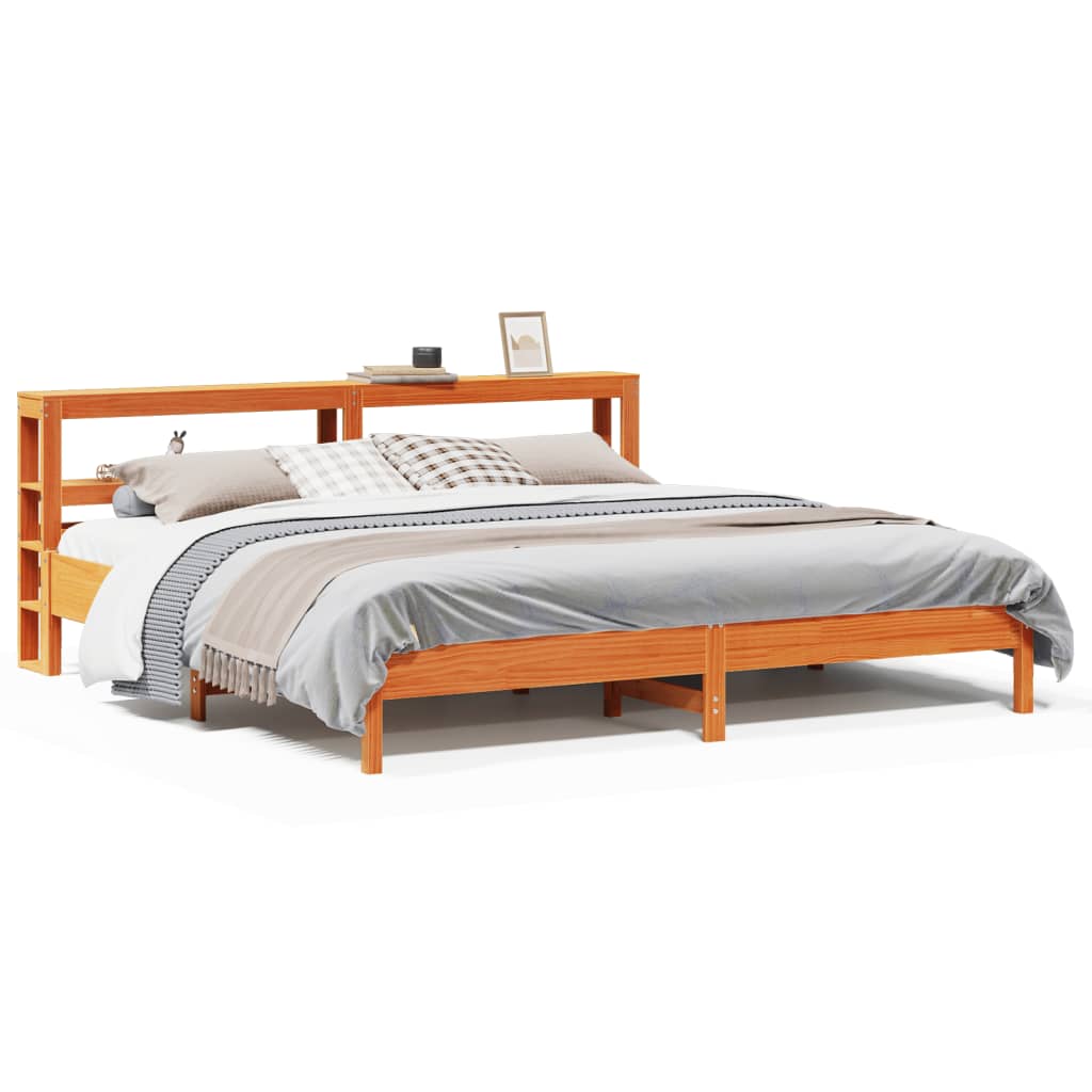 vidaXL Cama sin colchón madera maciza de pino marrón cera 180x200 cm