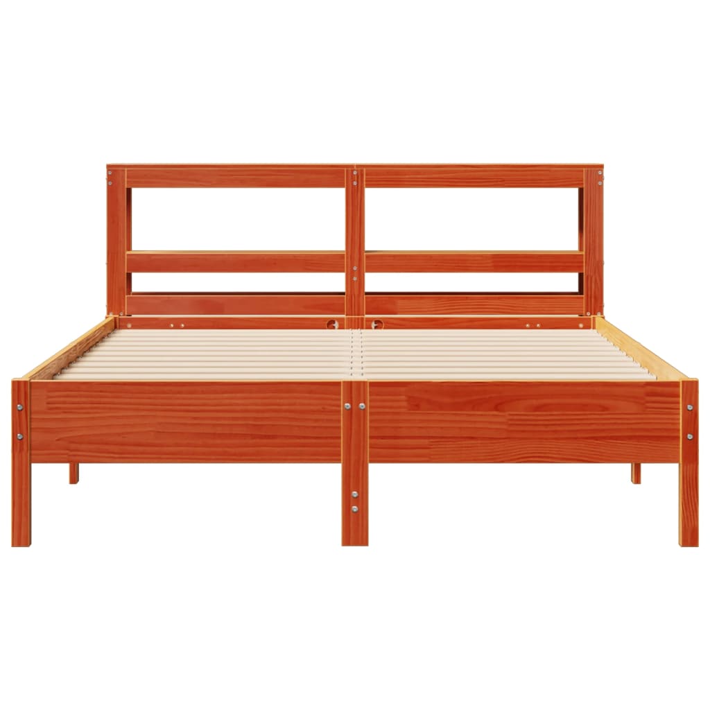 vidaXL Cama sin colchón madera maciza de pino marrón cera 140x200 cm