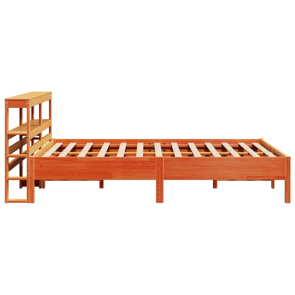 vidaXL Cama sin colchón madera maciza de pino marrón cera 140x200 cm