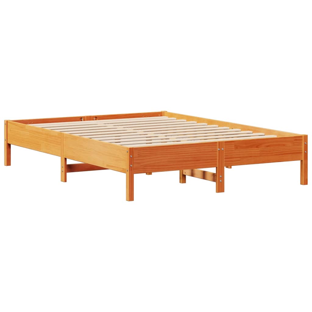 vidaXL Cama sin colchón madera maciza de pino marrón cera 140x200 cm