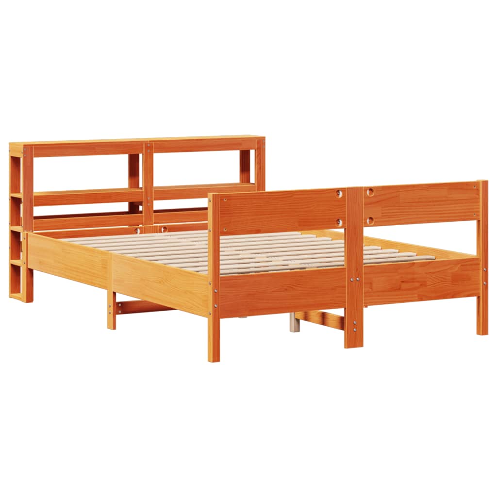 vidaXL Cama sin colchón madera maciza de pino marrón cera 120x200 cm