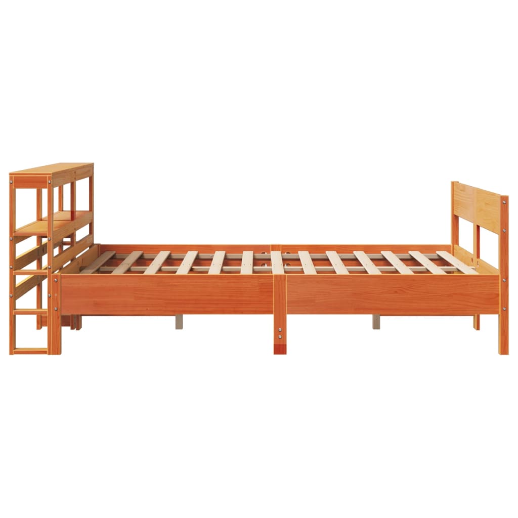 vidaXL Cama sin colchón madera maciza de pino marrón cera 120x200 cm