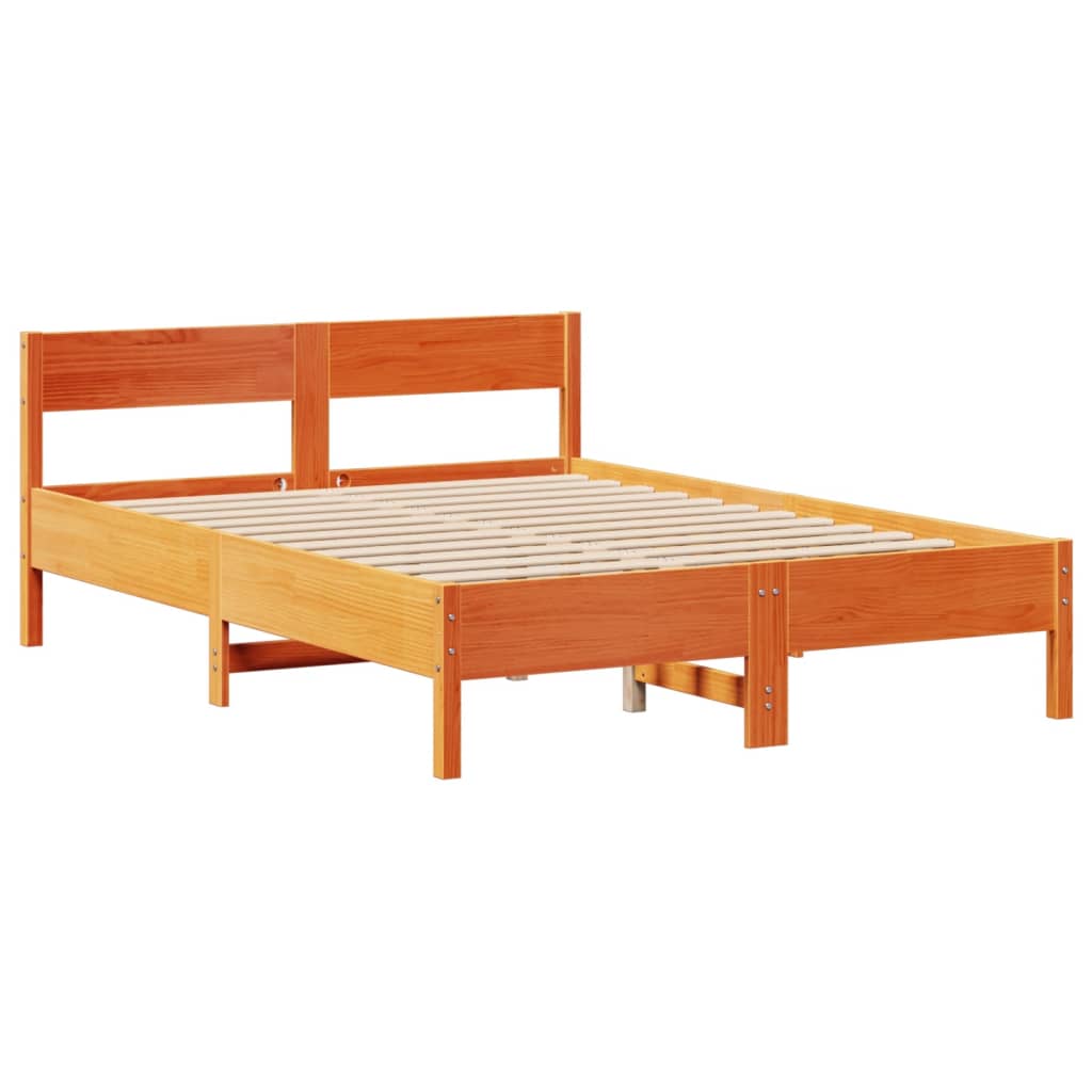 vidaXL Cama sin colchón madera maciza de pino marrón cera 120x200 cm