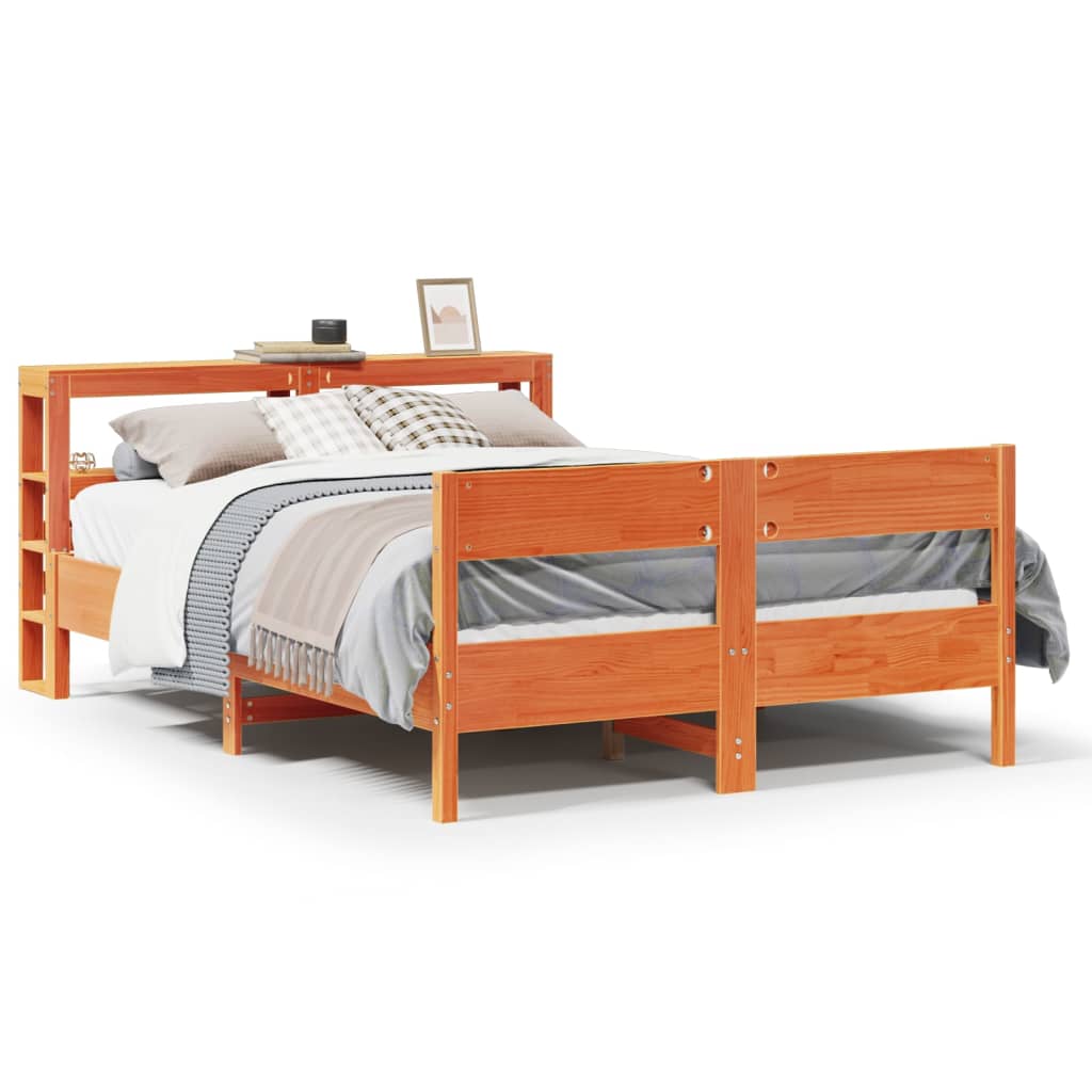 vidaXL Cama sin colchón madera maciza de pino marrón cera 120x200 cm