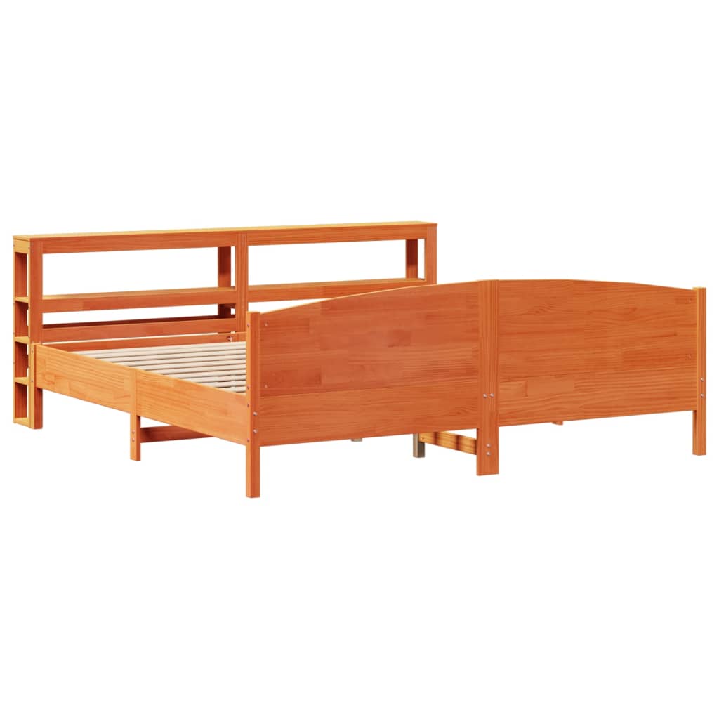 vidaXL Cama sin colchón madera maciza de pino marrón cera 200x200 cm