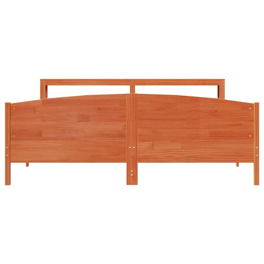 vidaXL Cama sin colchón madera maciza de pino marrón cera 200x200 cm