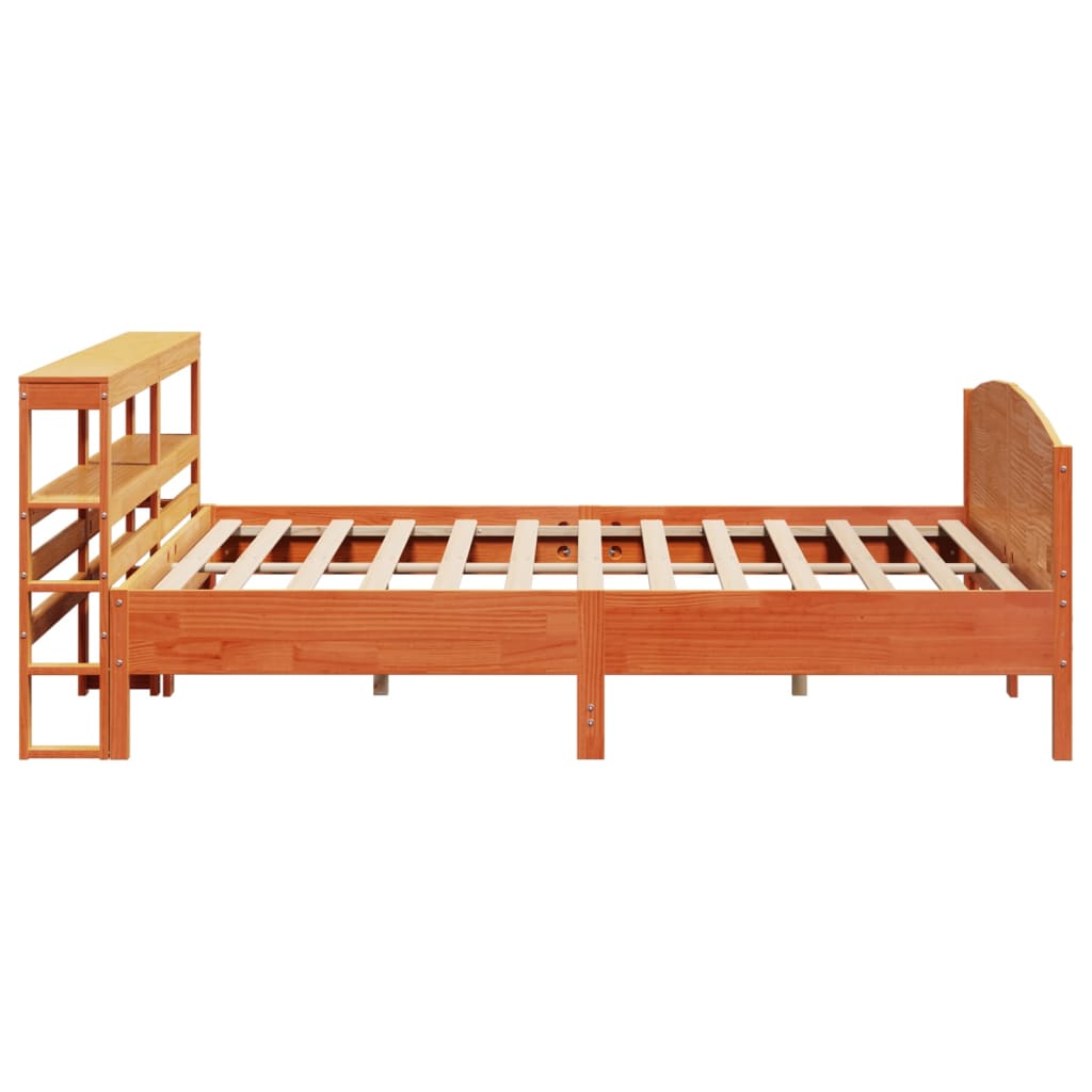 vidaXL Cama sin colchón madera maciza de pino marrón cera 200x200 cm