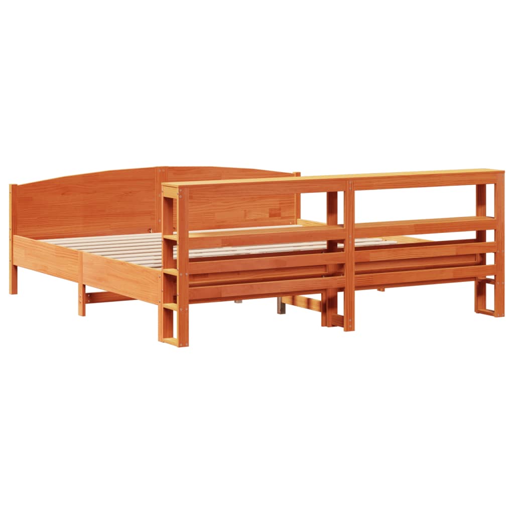 vidaXL Cama sin colchón madera maciza de pino marrón cera 200x200 cm