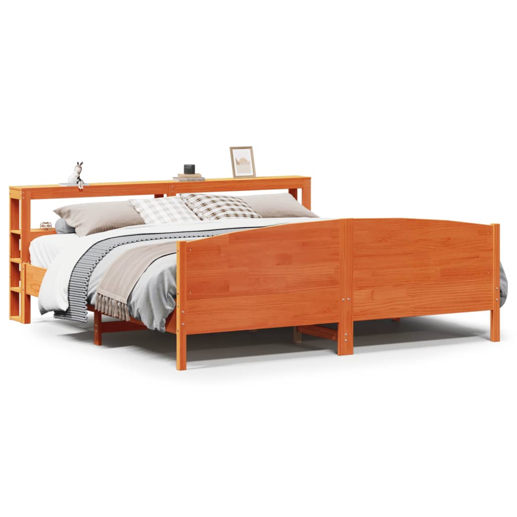 vidaXL Cama sin colchón madera maciza de pino marrón cera 200x200 cm