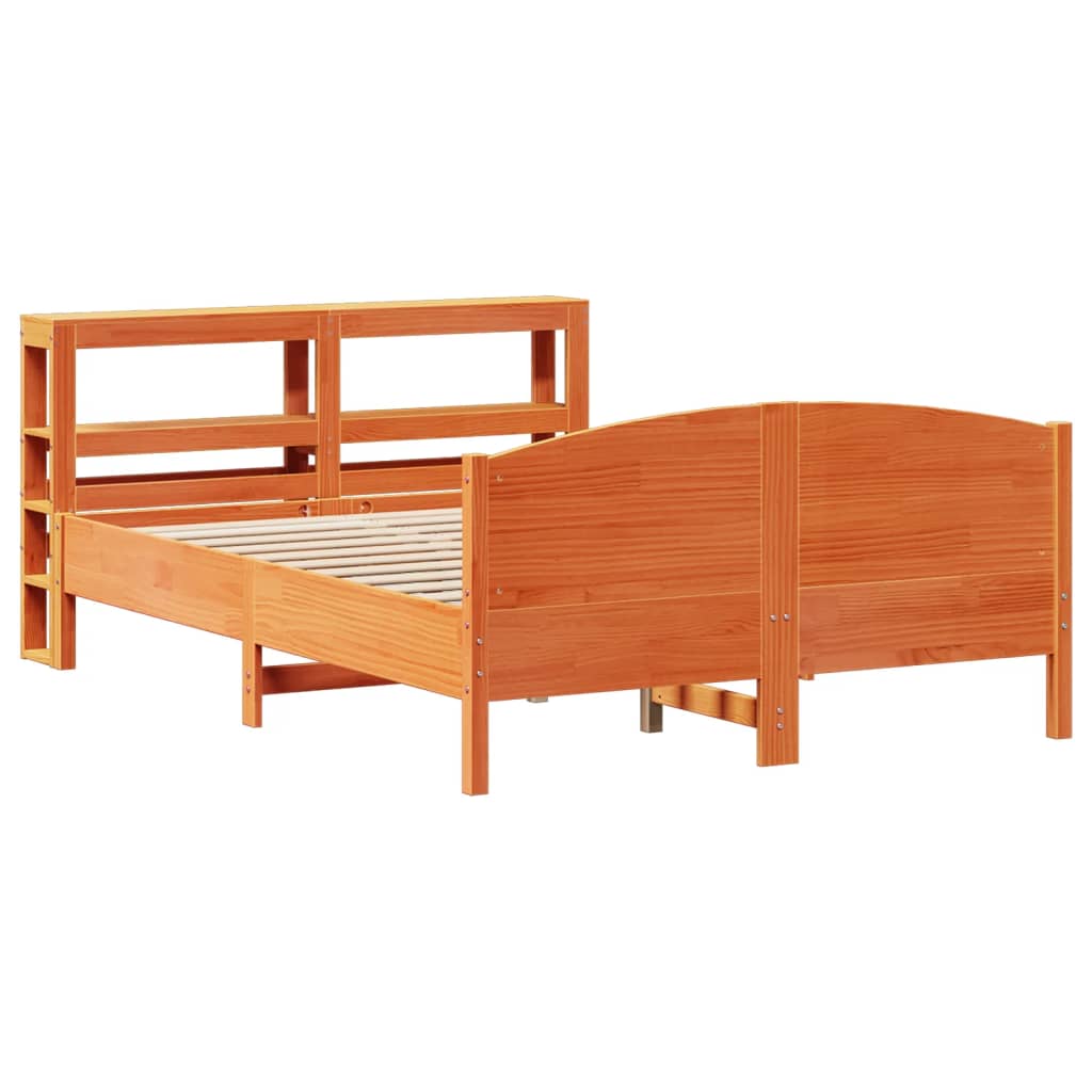 vidaXL Cama sin colchón madera maciza de pino marrón cera 140x200 cm