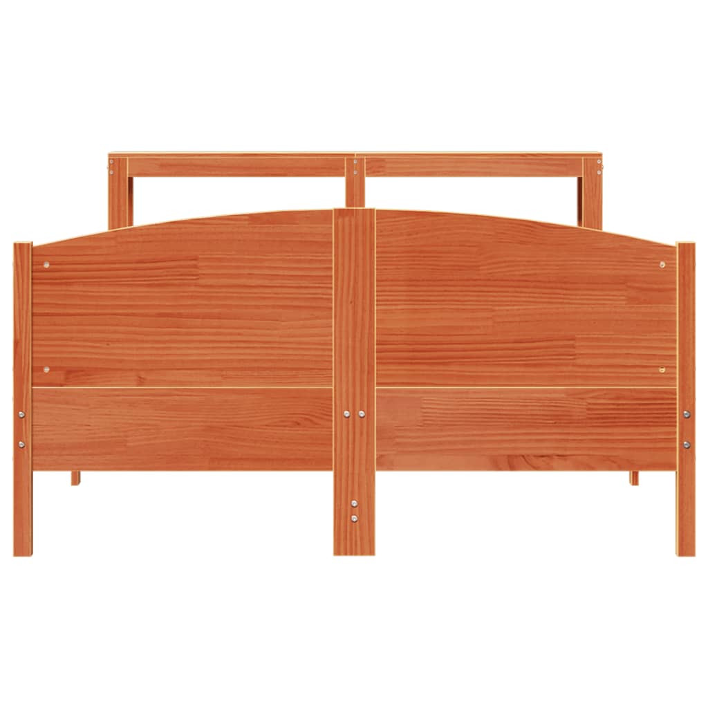 vidaXL Cama sin colchón madera maciza de pino marrón cera 140x200 cm