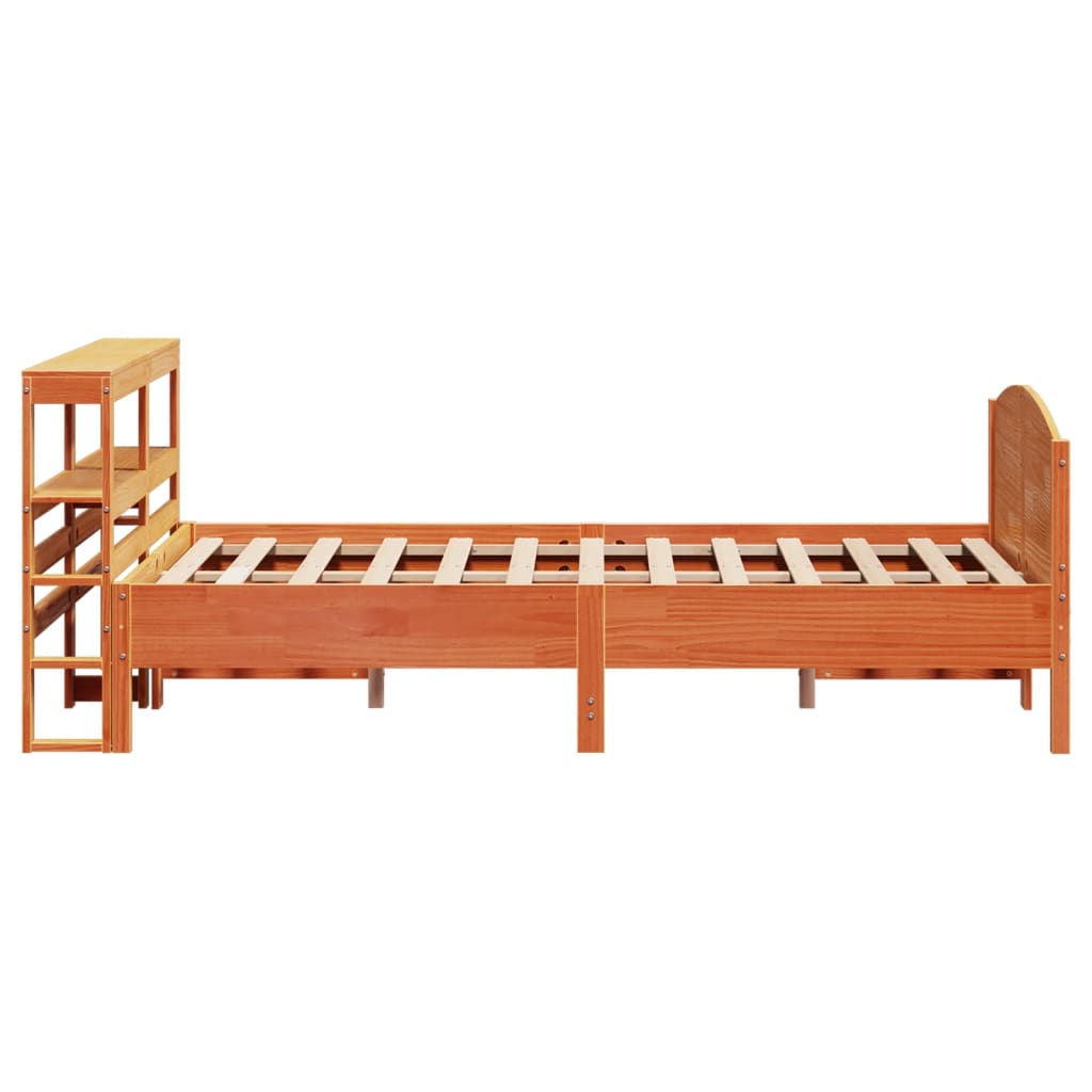 vidaXL Cama sin colchón madera maciza de pino marrón cera 140x200 cm