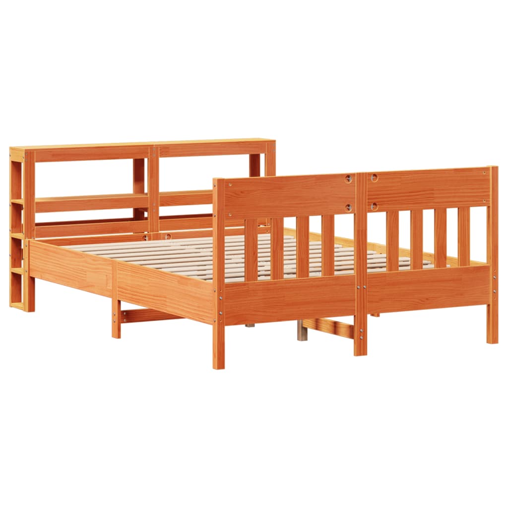 vidaXL Cama sin colchón madera maciza de pino marrón cera 120x200 cm