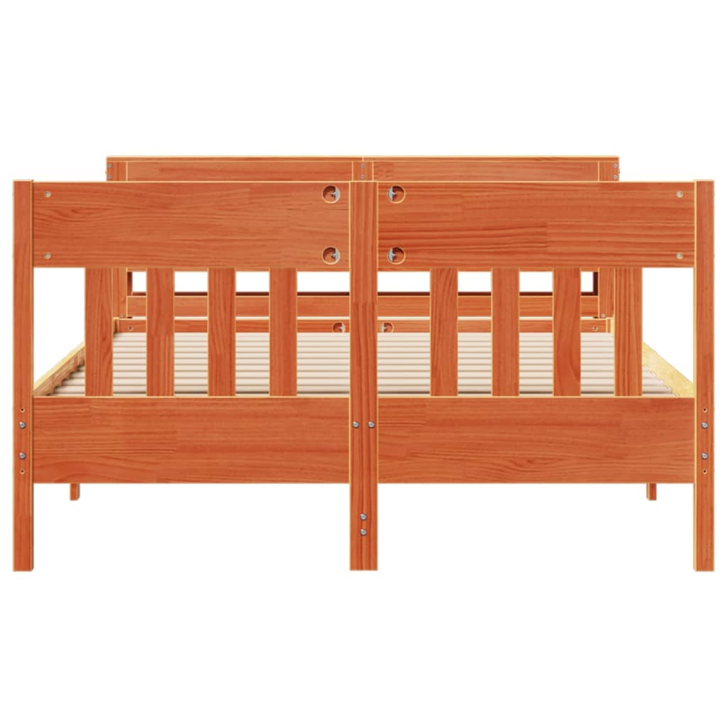 vidaXL Cama sin colchón madera maciza de pino marrón cera 120x200 cm