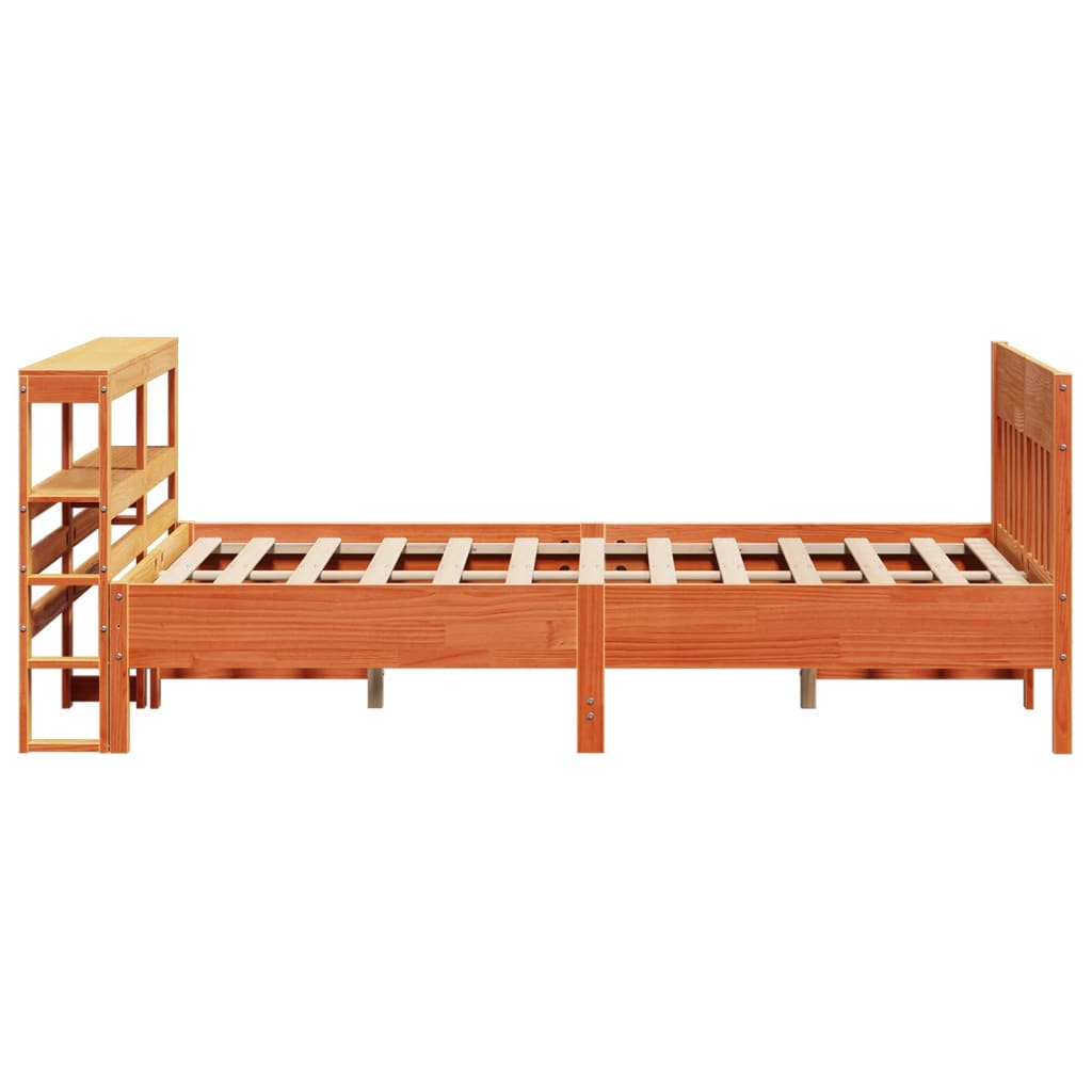 vidaXL Cama sin colchón madera maciza de pino marrón cera 120x200 cm