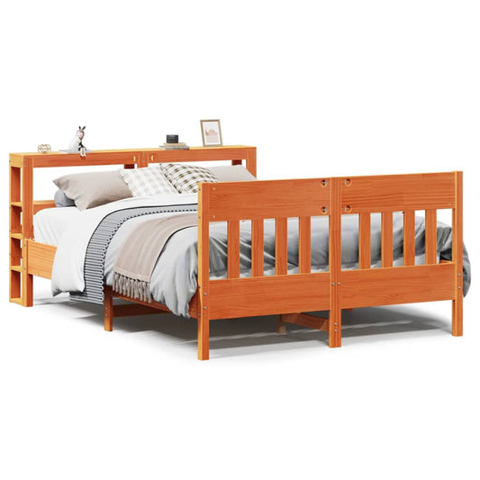 vidaXL Cama sin colchón madera maciza de pino marrón cera 120x200 cm