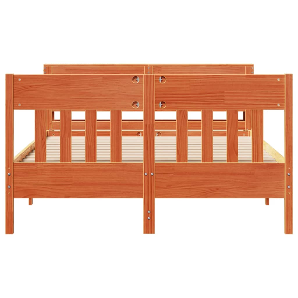 vidaXL Cama sin colchón madera maciza de pino marrón cera 140x190 cm