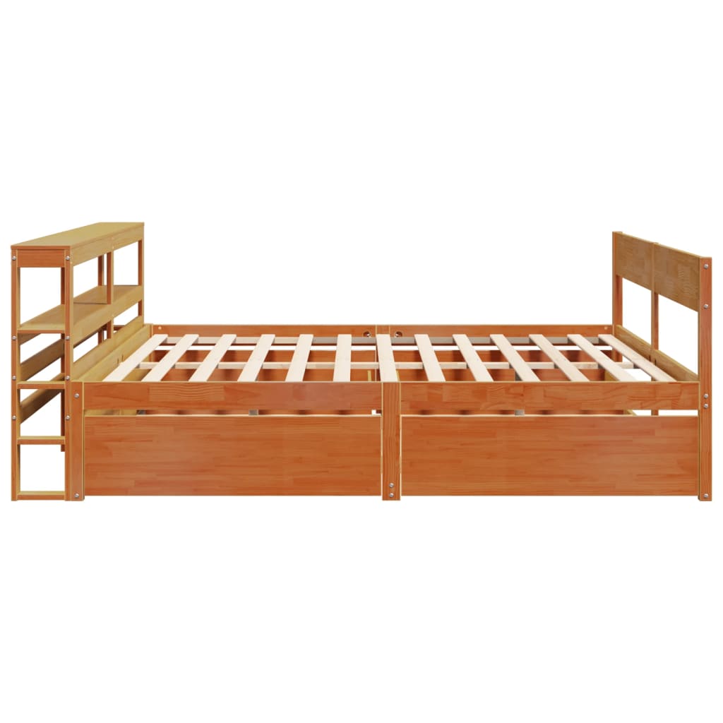 vidaXL Cama sin colchón madera maciza de pino marrón cera 180x200 cm