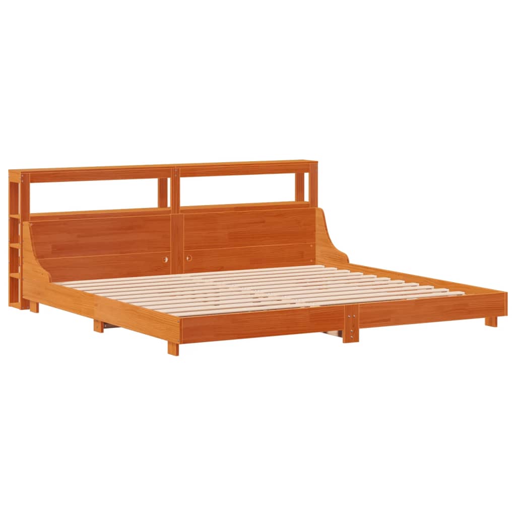 vidaXL Cama sin colchón madera maciza de pino marrón cera 180x200 cm