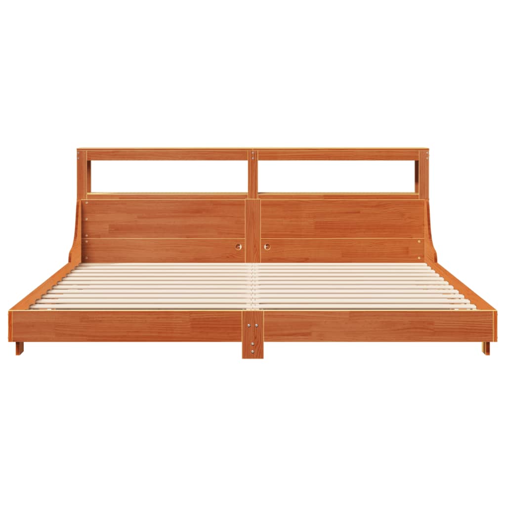 vidaXL Cama sin colchón madera maciza de pino marrón cera 180x200 cm