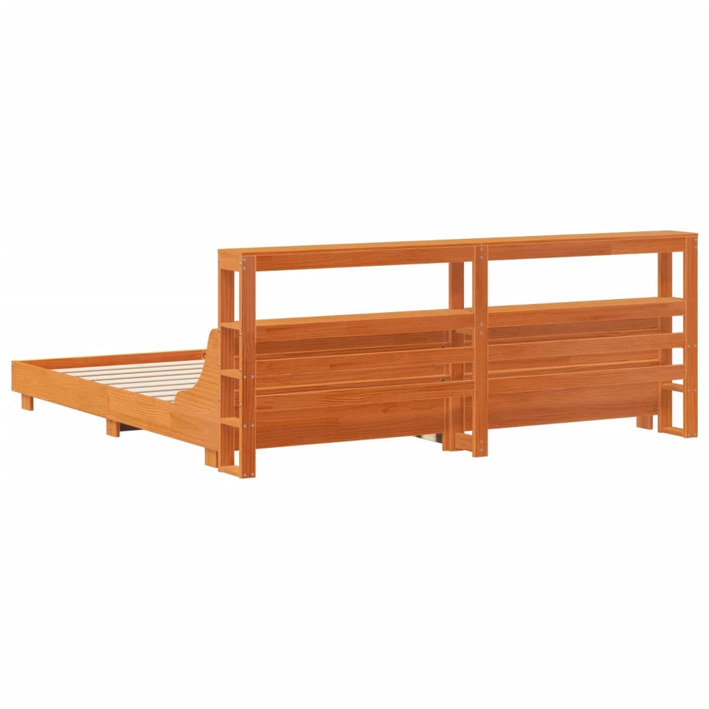 vidaXL Cama sin colchón madera maciza de pino marrón cera 180x200 cm