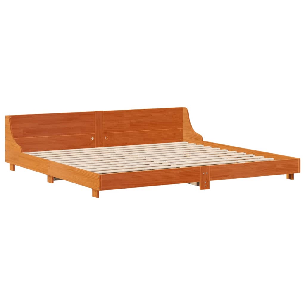 vidaXL Cama sin colchón madera maciza de pino marrón cera 180x200 cm