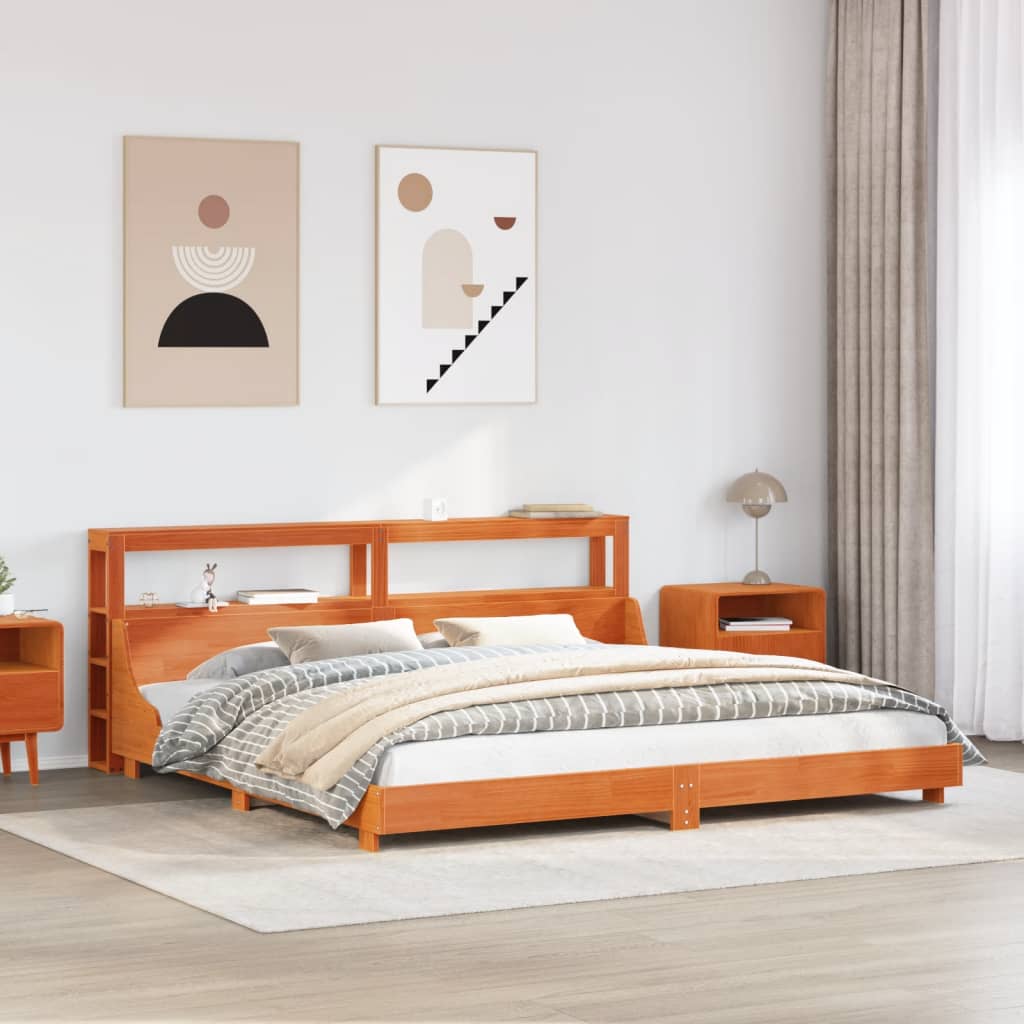 vidaXL Cama sin colchón madera maciza de pino marrón cera 180x200 cm