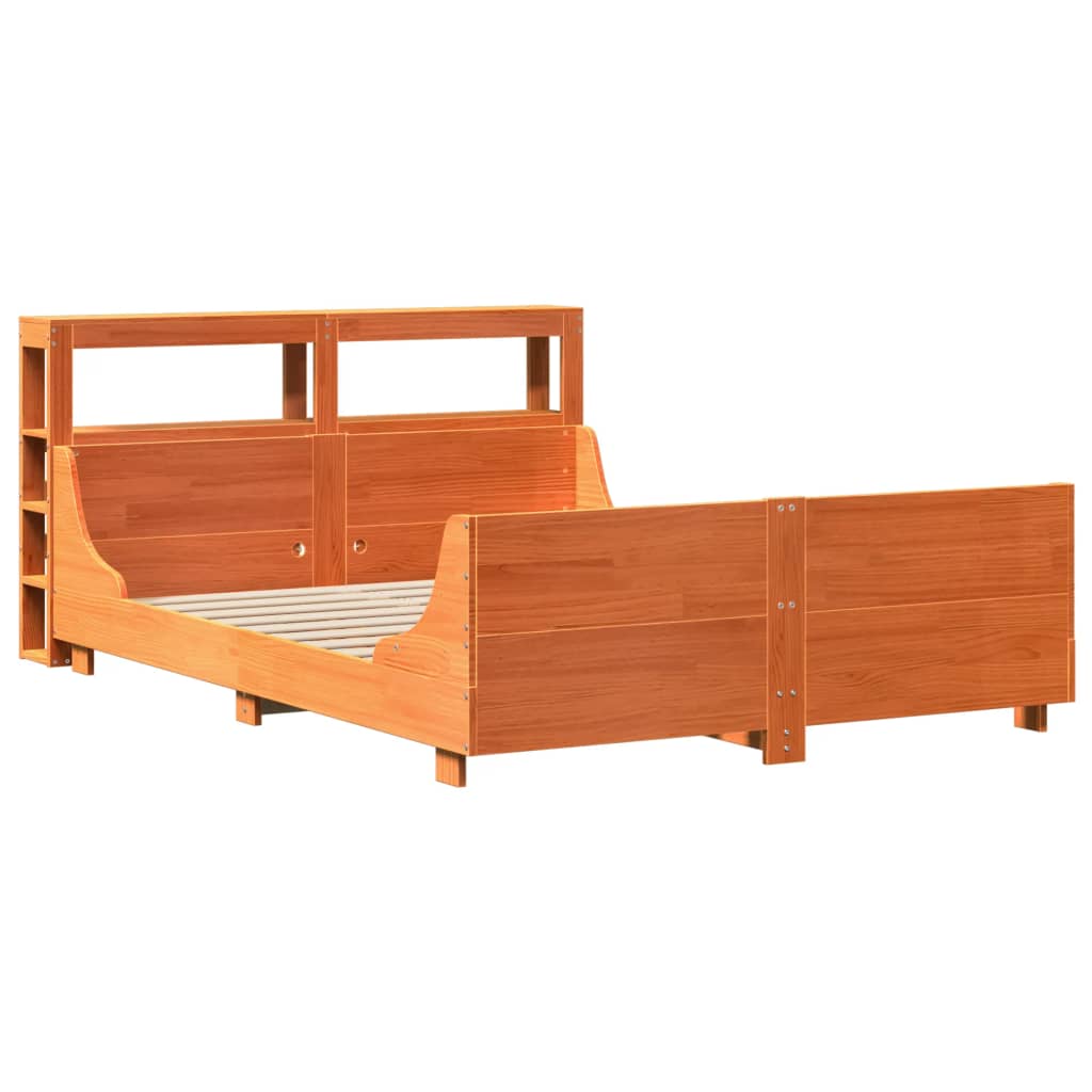 vidaXL Cama sin colchón madera maciza de pino marrón cera 140x200 cm