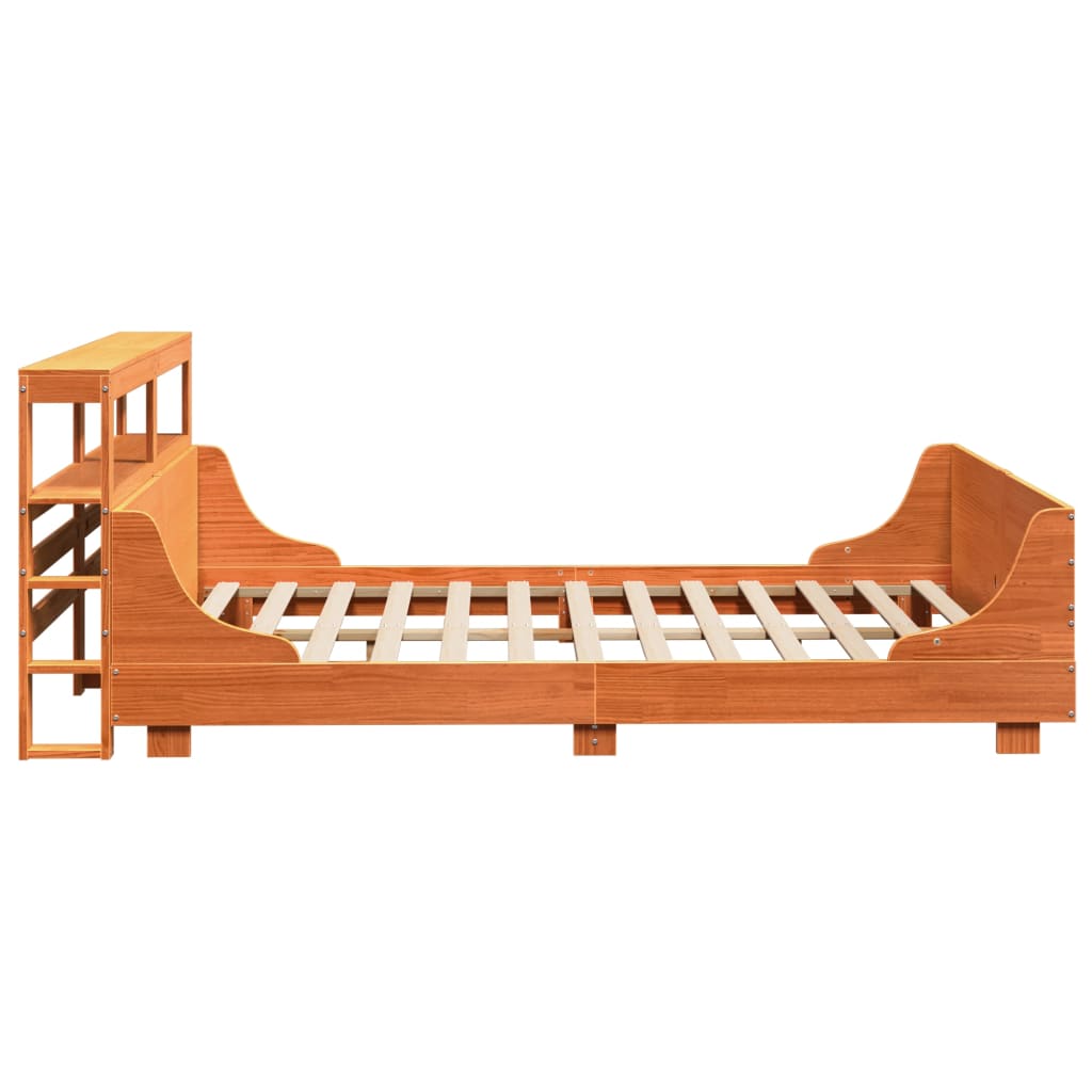 vidaXL Cama sin colchón madera maciza de pino marrón cera 140x200 cm