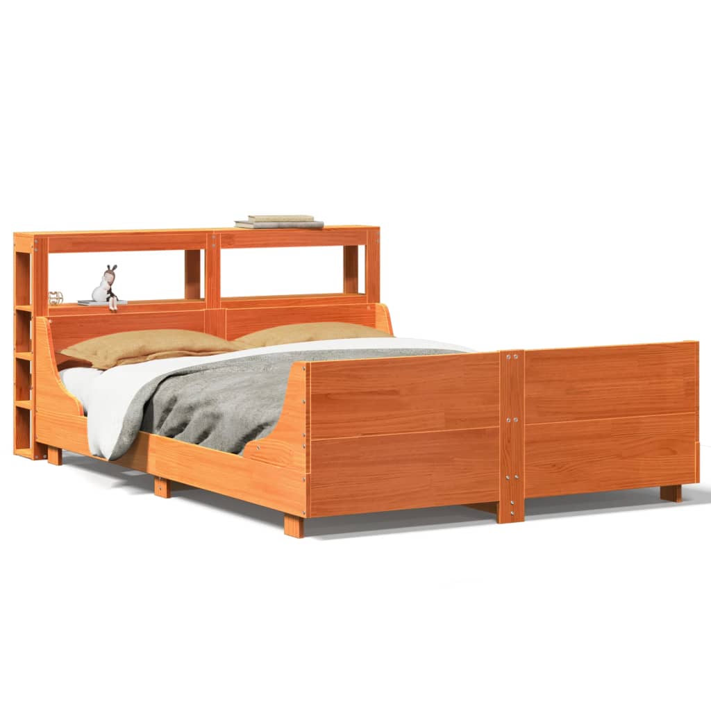 vidaXL Cama sin colchón madera maciza de pino marrón cera 120x200 cm