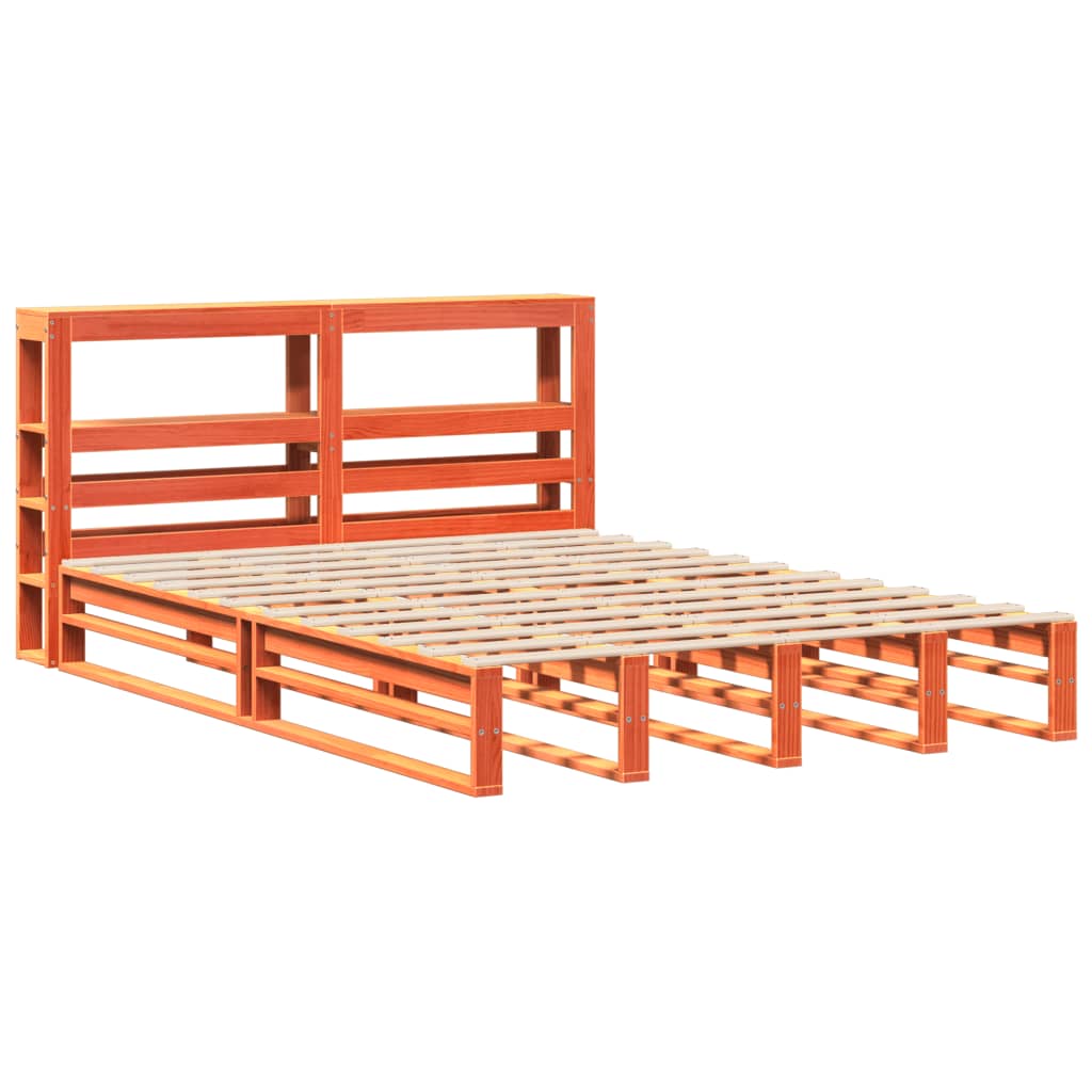 vidaXL Cama sin colchón madera maciza de pino marrón cera 120x200 cm