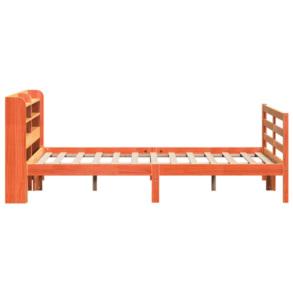 vidaXL Cama sin colchón madera maciza de pino marrón cera 140x190 cm