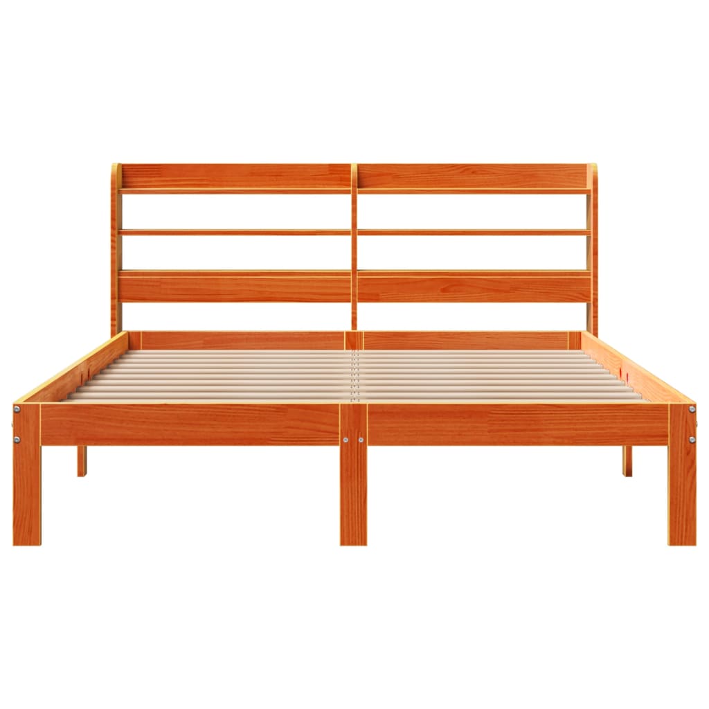 vidaXL Cama sin colchón madera maciza de pino marrón cera 140x190 cm