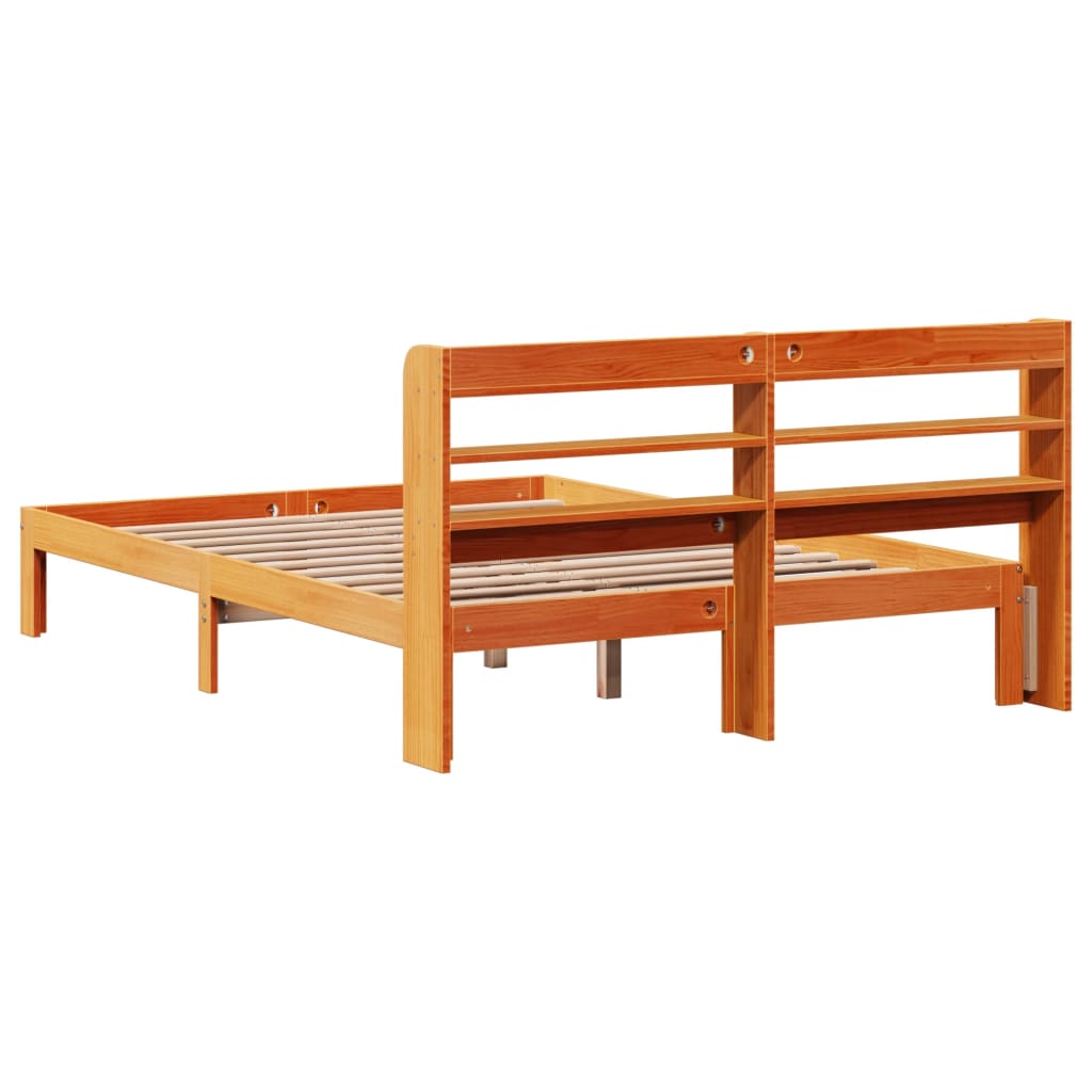 vidaXL Cama sin colchón madera maciza de pino marrón cera 140x190 cm