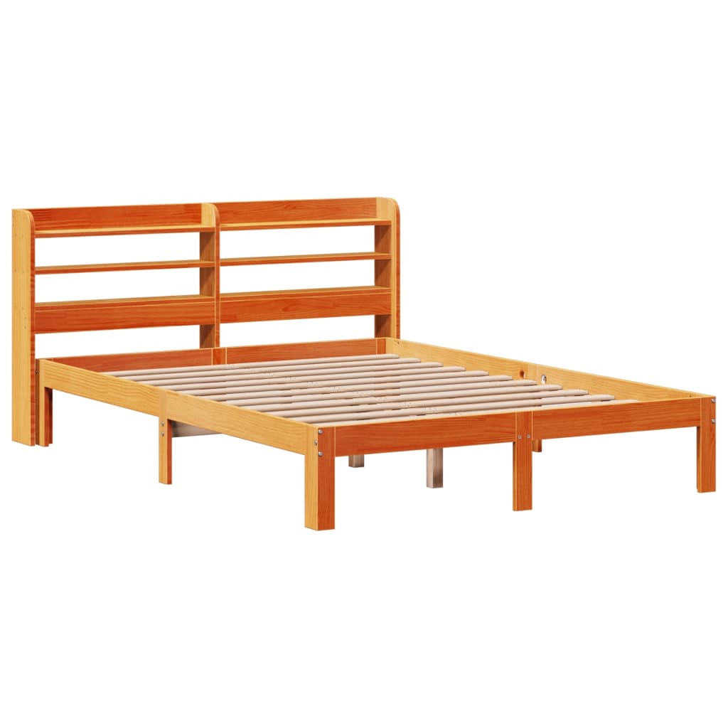 vidaXL Cama sin colchón madera maciza de pino marrón cera 120x200 cm