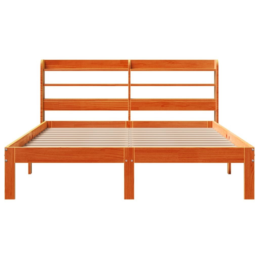 vidaXL Cama sin colchón madera maciza de pino marrón cera 120x200 cm