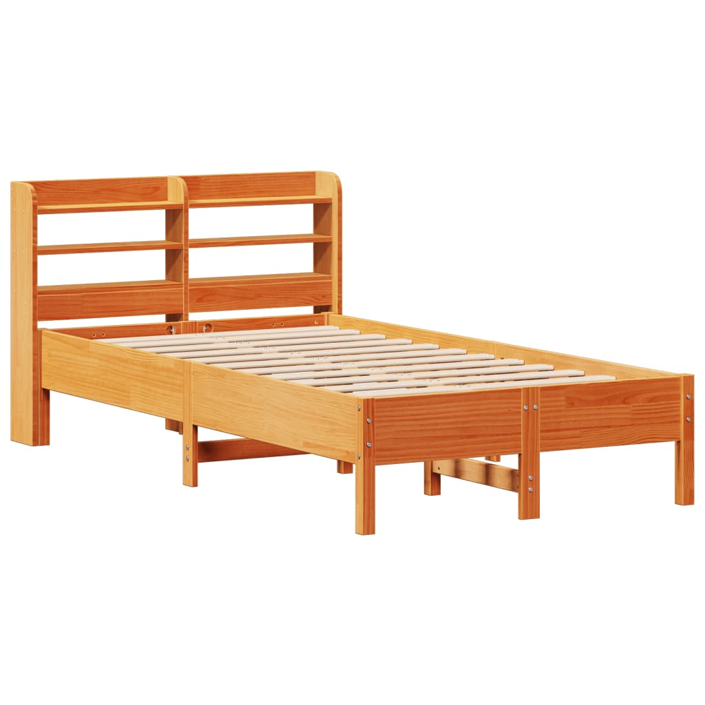 vidaXL Cama sin colchón madera maciza de pino marrón cera 120x200 cm