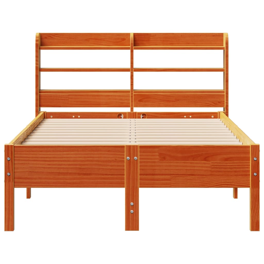 vidaXL Cama sin colchón madera maciza de pino marrón cera 120x200 cm