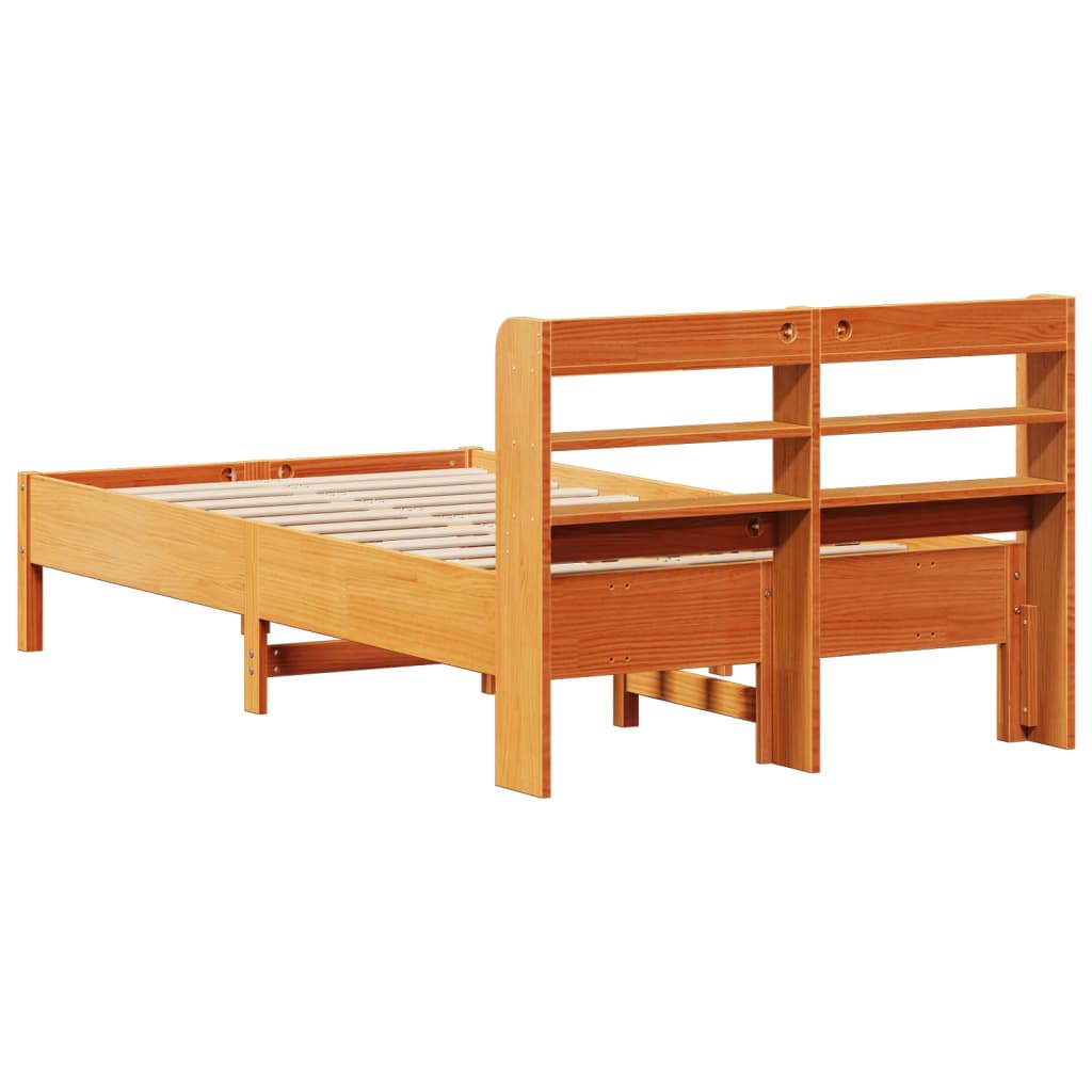 vidaXL Cama sin colchón madera maciza de pino marrón cera 120x200 cm