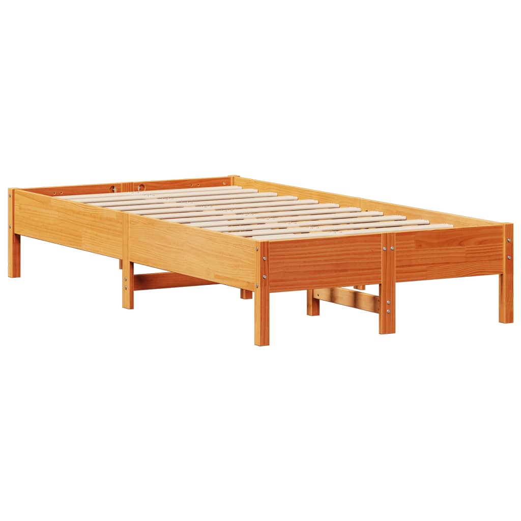 vidaXL Cama sin colchón madera maciza de pino marrón cera 120x200 cm