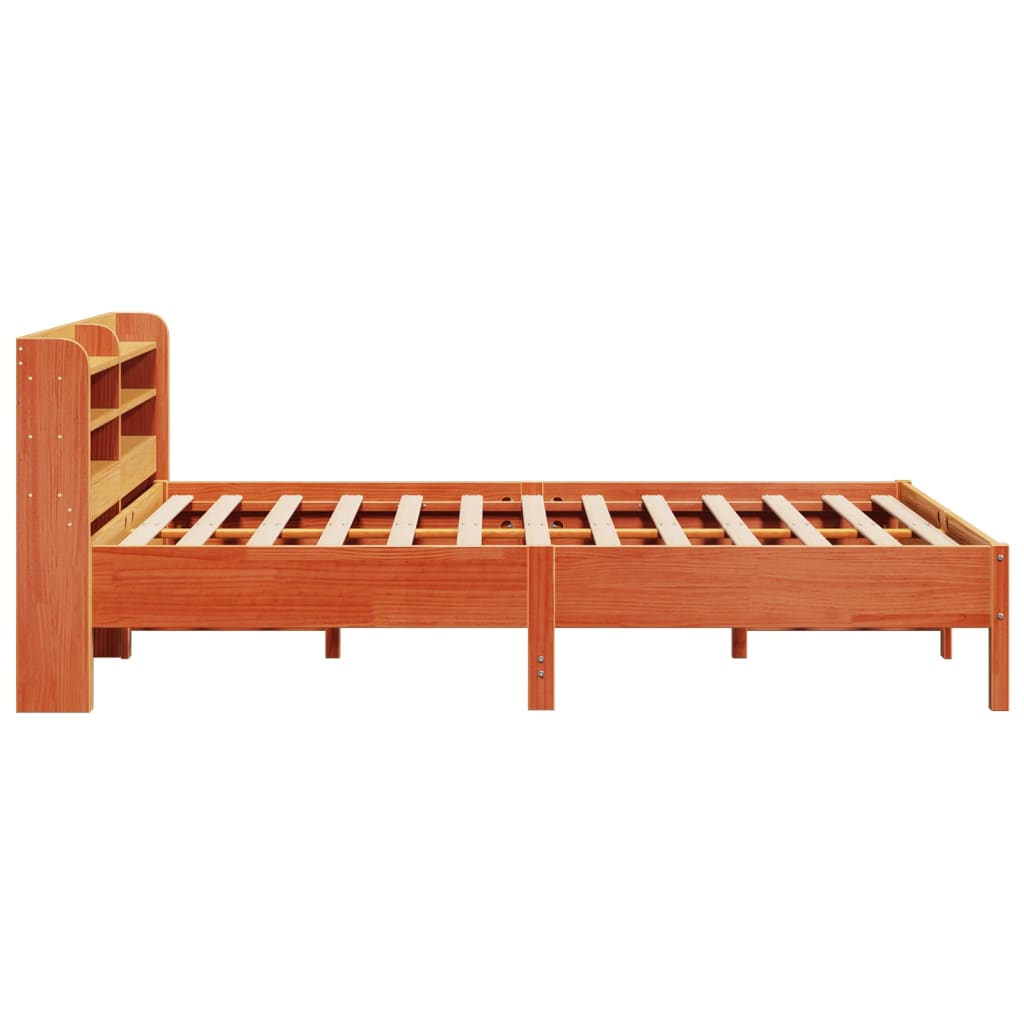 vidaXL Cama sin colchón madera maciza de pino marrón cera 140x190 cm