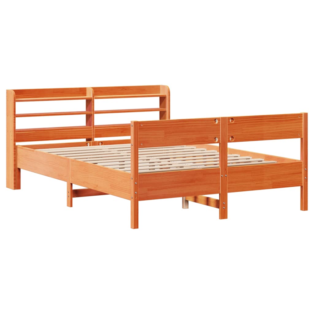 vidaXL Cama sin colchón madera maciza de pino marrón cera 120x200 cm