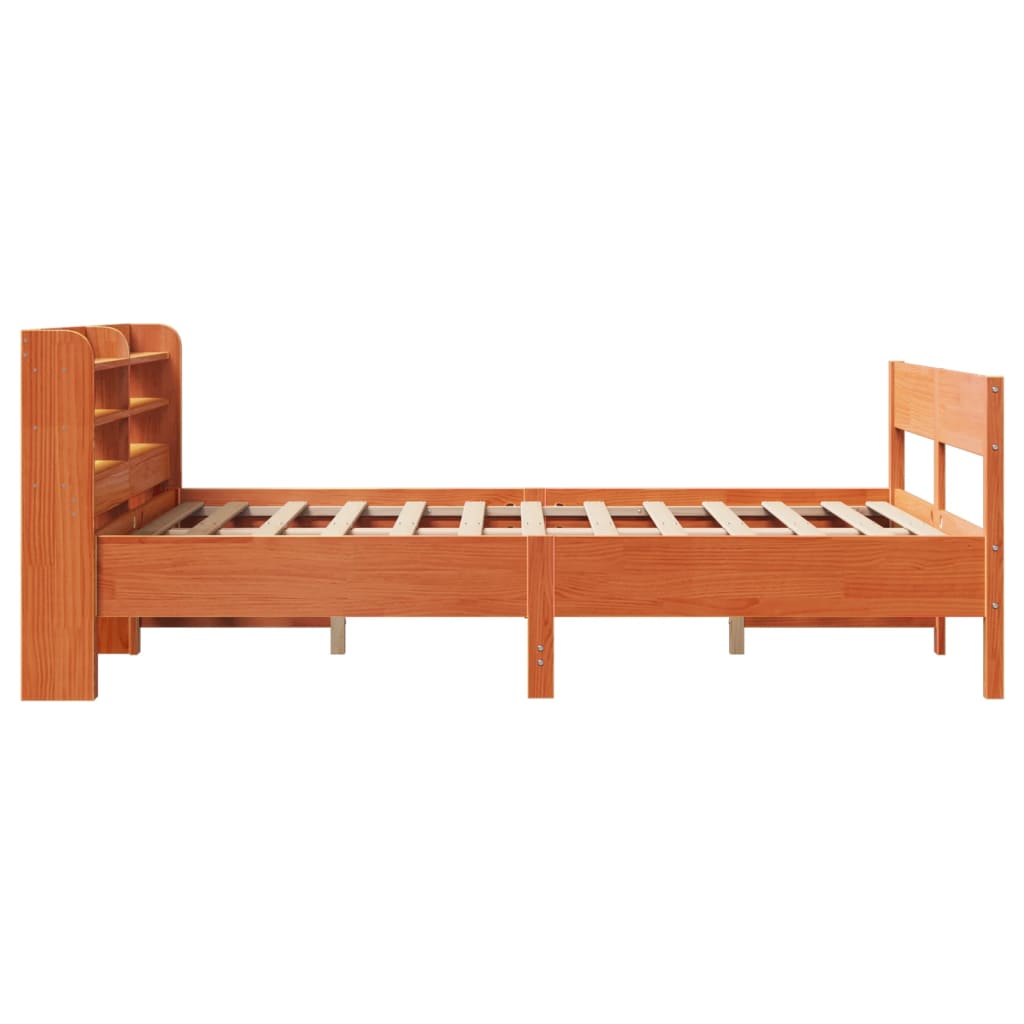 vidaXL Cama sin colchón madera maciza de pino marrón cera 120x200 cm