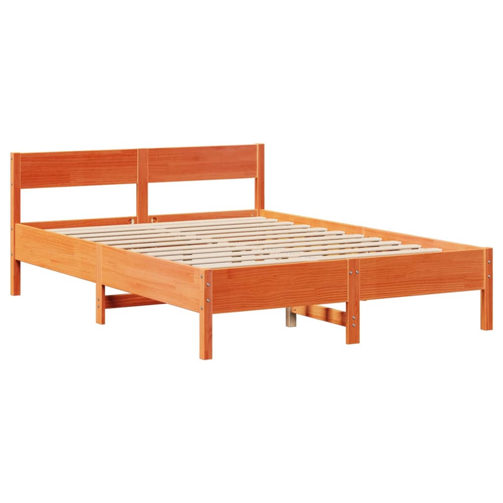 vidaXL Cama sin colchón madera maciza de pino marrón cera 120x200 cm